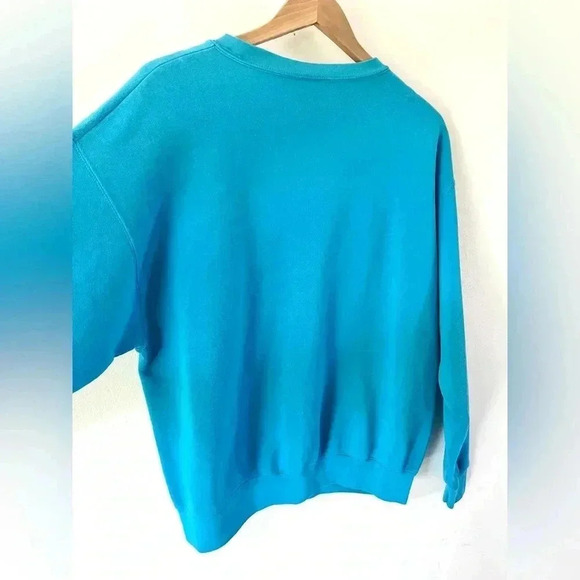 The Disney Catalog Vintage 90s Tinkerbell Teal Crewneck Sweatshirt Size Medium - Picture 12 of 14